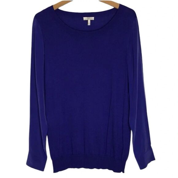 Joie Kelsea Silk & Cashmere Blend Sweater Blouse Blue Size Medium - Picture 2 of 11